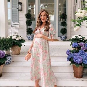 Gal Meets Glam Pink and Green Floral Shelby Dress